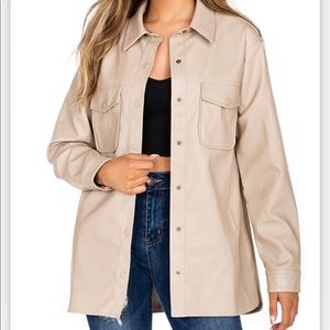 Tan Leather Shacket